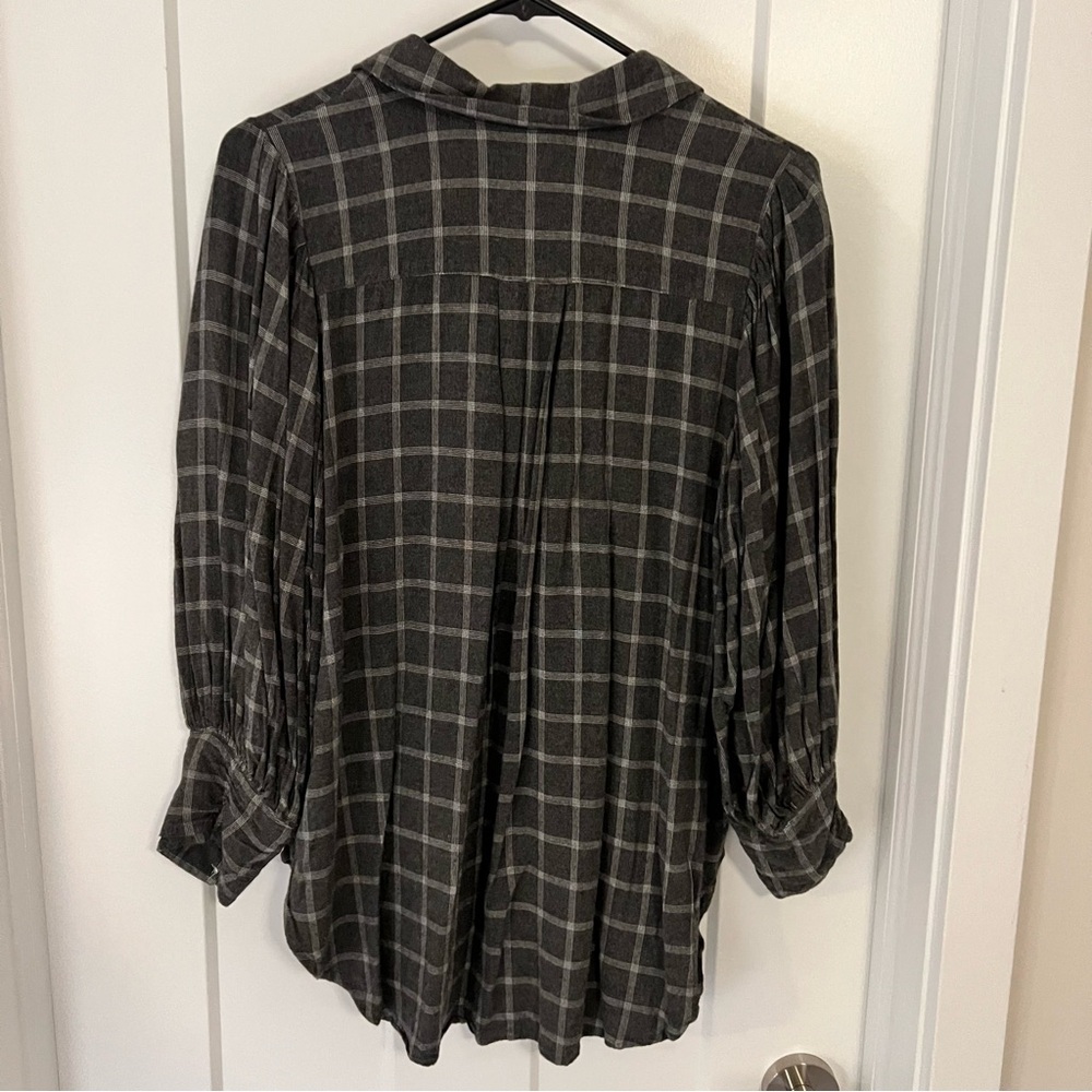 Something Navy Button Down Grey Plaid Size Medium - image 3